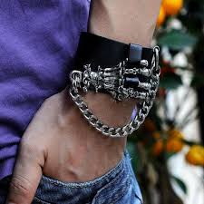 A14 - Ghost HandCuffs Leather Bracelet Wristband